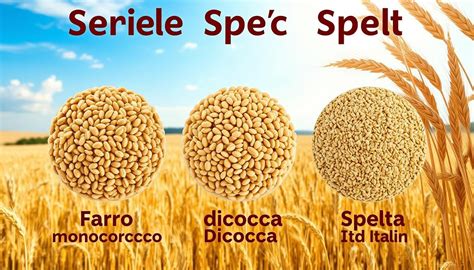 Diversi tipi di chicchi di farro