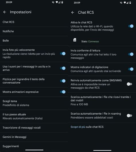 Schermata delle impostazioni di Messaggi Android con opzione conferme di recapito