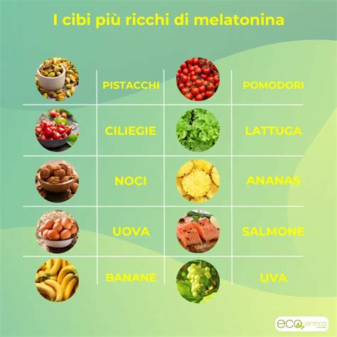 Infografica con alimenti ricchi di melatonina