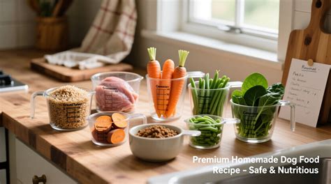 Ingredienti freschi per cibo casalingo per cani