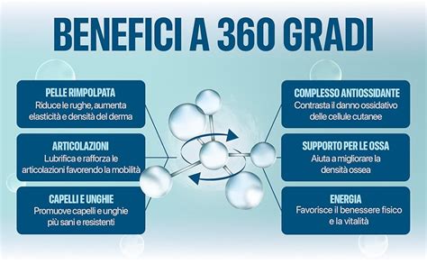 Schema dei benefici dell'MSM per articolazioni, pelle e capelli