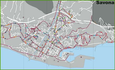 Mappa di Savona con i concessionari Piaggio indicati