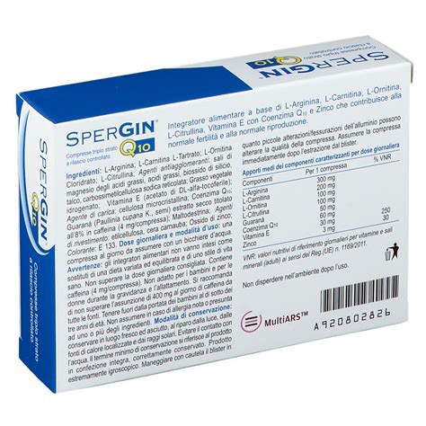 Infografica sui componenti di Spergin Q10 e i loro benefici