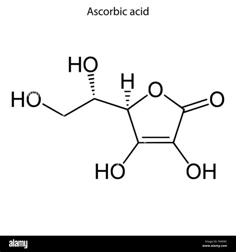 Schema chimico della molecola di acido ascorbico e della sua forma ionizzata.