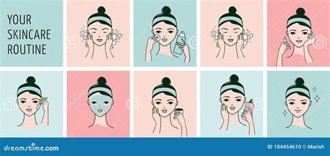 Schema di una routine di cura della pelle con un detergente in gel