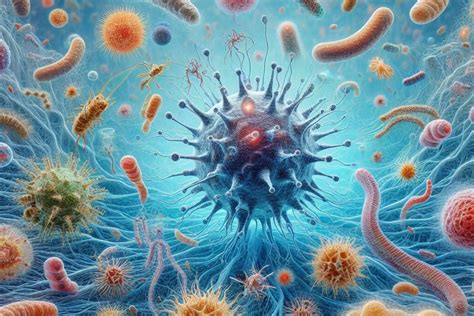 Illustrazione di batteri, virus e parassiti comuni