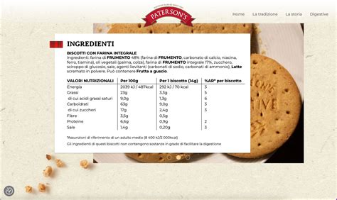 Schema degli ingredienti principali dei biscotti Tisanoreica Ciocomech