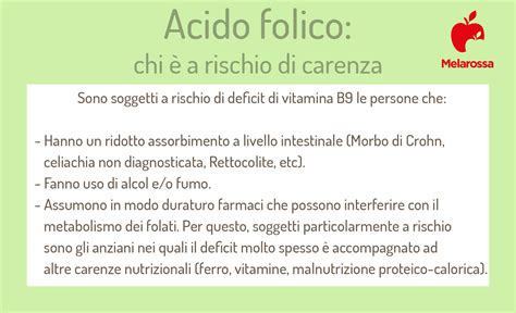 Grafico che illustra le conseguenze della carenza di acido folico