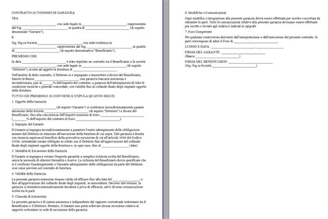 Documento di garanzia Omega