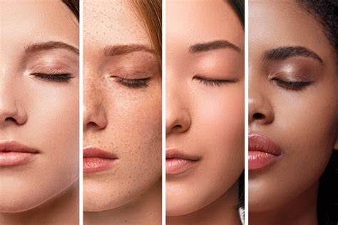Collage di immagini che mostrano diversi tipi di pelle con benefici della Vitamina C