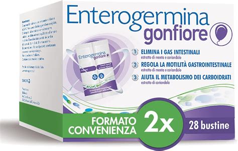 Schema che illustra come preparare la bustina di Enterogermina Gonfiore