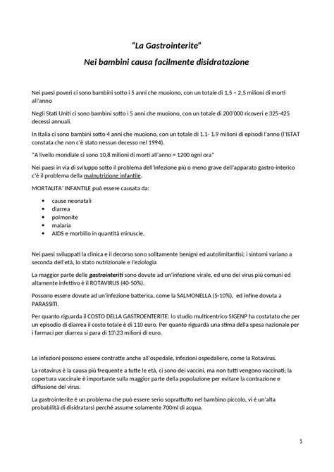 Schema riassuntivo delle misure di prevenzione della gastroenterite nei bambini