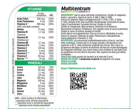Infografica che mostra la composizione nutrizionale di Multicentrum Adulti e Multicentrum 50+