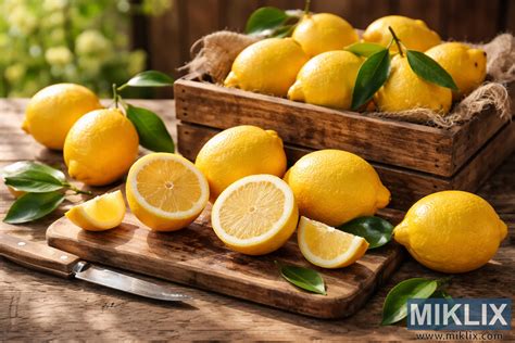 Limoni freschi su un tagliere di legno