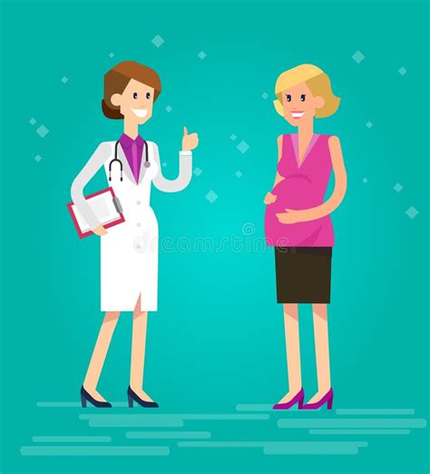 Illustrazione di una donna incinta che consulta un medico