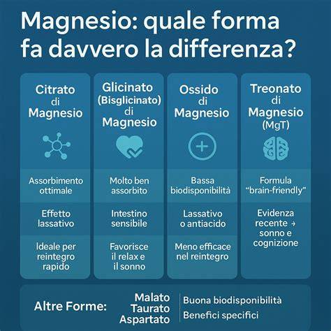 Grafico comparativo della biodisponibilità di diverse forme di magnesio