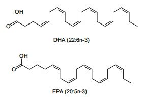 Struttura chimica degli acidi grassi Omega 3 EPA e DHA