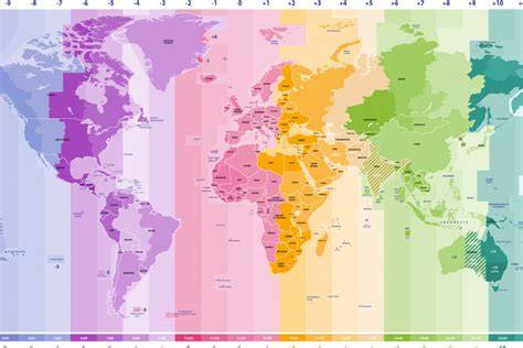Mappa che illustra le zone con fusi orari diversi per spiegare il jet lag