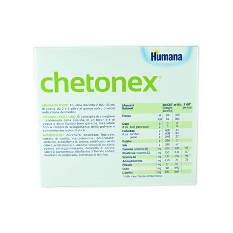 Composizione nutrizionale dell'integratore Chetonex