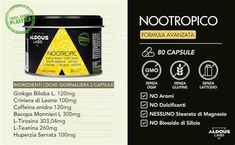 schema degli ingredienti di un integratore nootropico