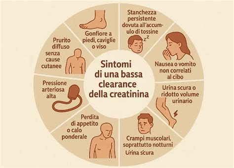 Infografica sui sintomi associati alla creatinina alta
