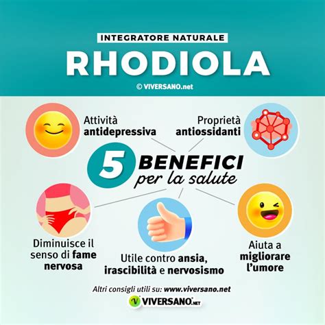 Infografica sui benefici della Rodiola per stress e ansia
