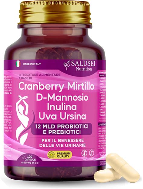 Infografica sui benefici del Cranberry, D-Mannosio e Uva Ursina per le vie urinarie