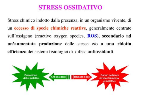 Schema dello stress ossidativo e delle difese antiossidanti