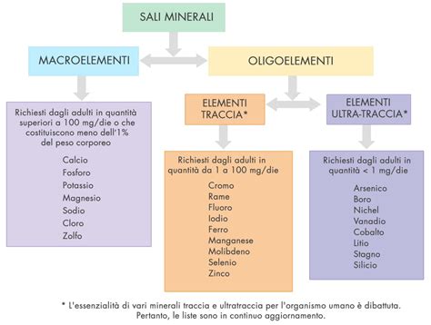 Tabella comparativa dei principali oligoelementi, il loro fabbisogno giornaliero e le principali funzioni