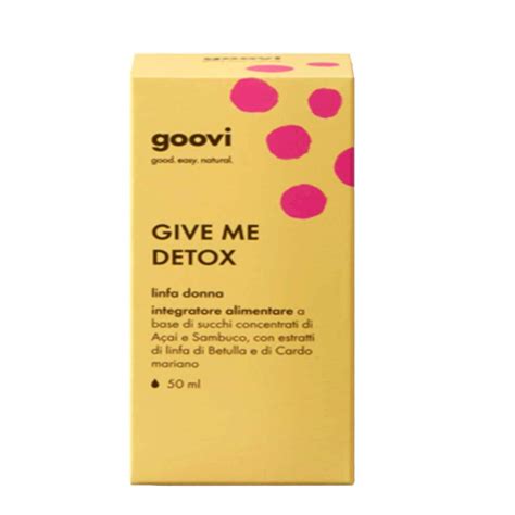 Bottiglia di integratore alimentare Goovi Give Me Detox Linfa Donna