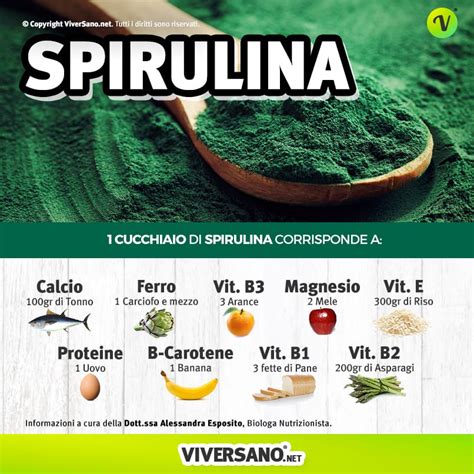 Infografica sui benefici nutrizionali della Spirulina