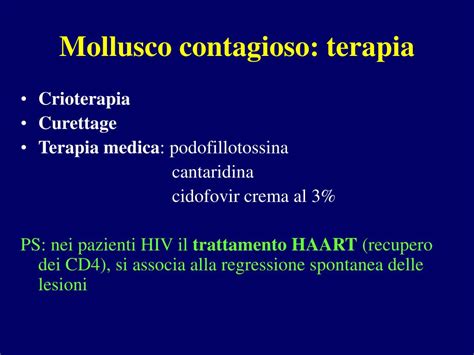 Schema delle opzioni di trattamento per il Mollusco Contagioso