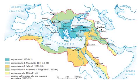 Mappa dell'Impero ottomano sotto Solimano il Magnifico