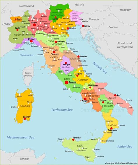 Mappa dell'Italia con le prefetture