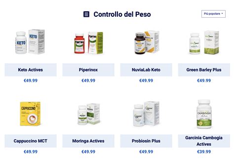 Tabella comparativa integratori per il controllo del peso