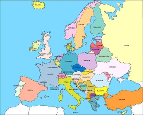 Mappa dell'Europa con evidenziate le zone di spedizione internazionale
