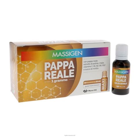 Grafico con dosaggio giornaliero consigliato di Massigen Pappa Reale