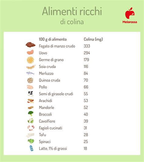 Alimenti ricchi di colina