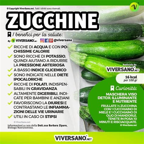 Infografica sui benefici nutrizionali delle zucchine