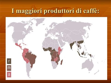 Mappa delle regioni produttrici di caffè nel mondo