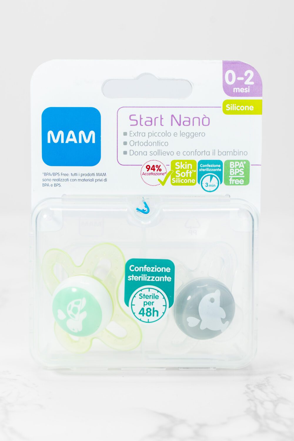 MAM-start nanò-2 succhietti 0-2 mesi in silicone